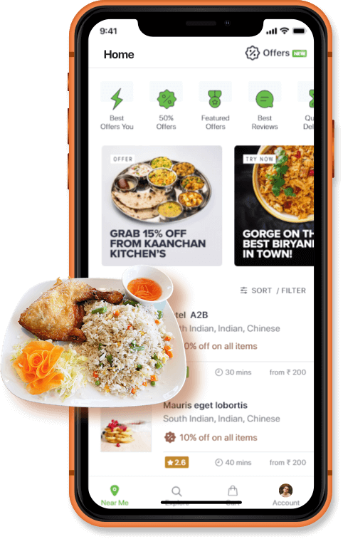 Talabat clone app development — food delivery mobile app interface