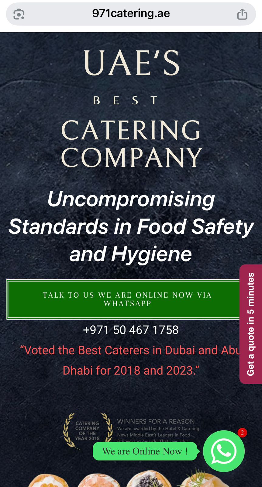 971 Catering - Mobile View