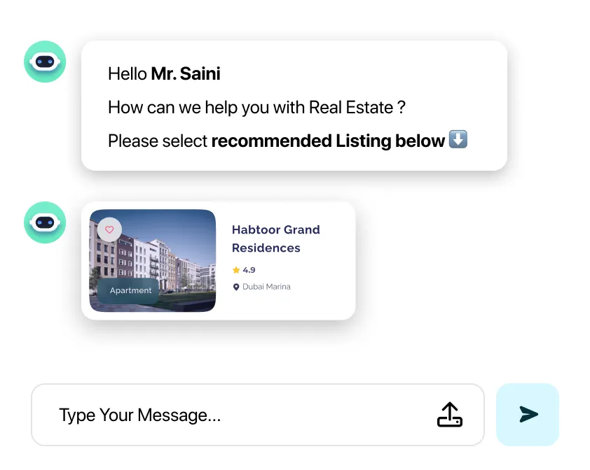 Chatbot support with AI assistant real estate
