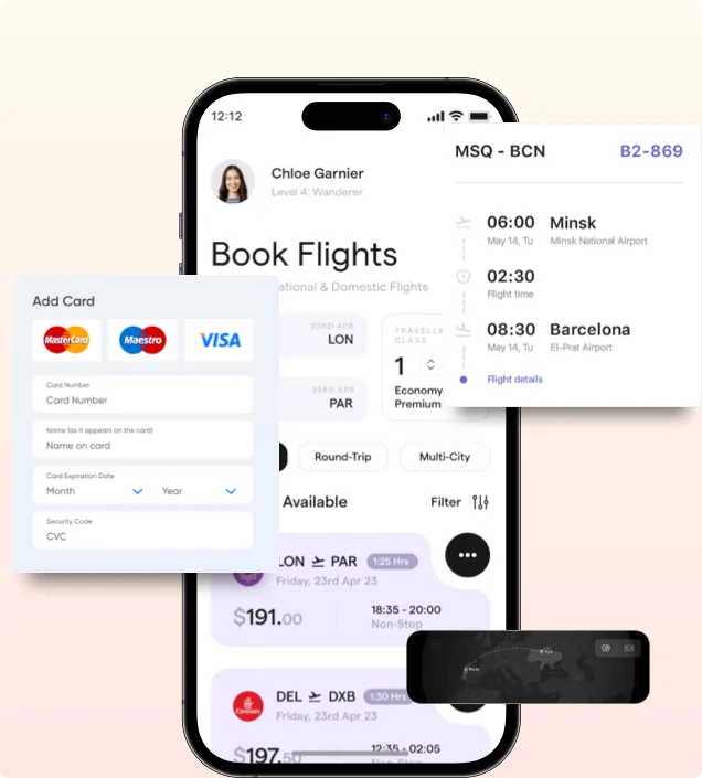 Travel app third-party integrations and ticketing system