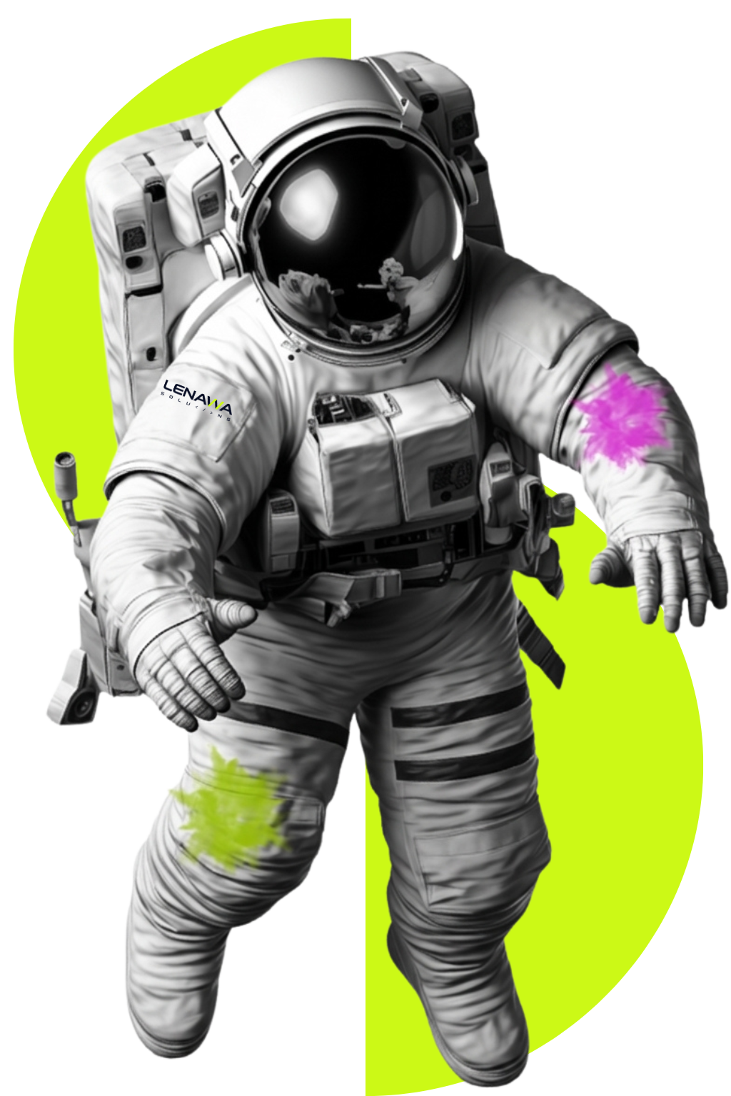 Lenawa Solutions digital astronaut representing innovative AI-powered digital marketing and web development services