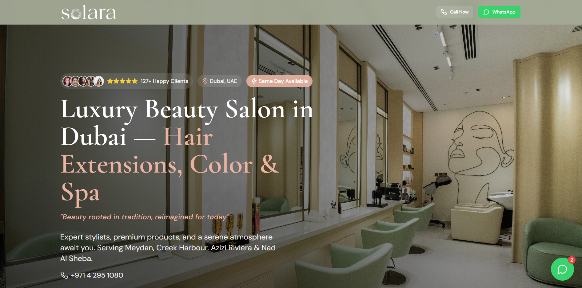 Solara Beauty Salon - Desktop View
