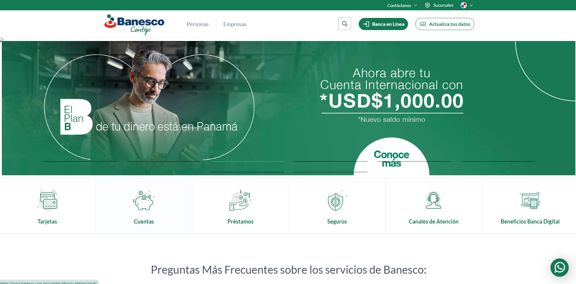 Banesco Panama - Desktop View