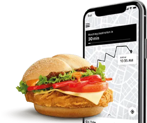 DoorDash clone app — burger with delivery tracking on mobile