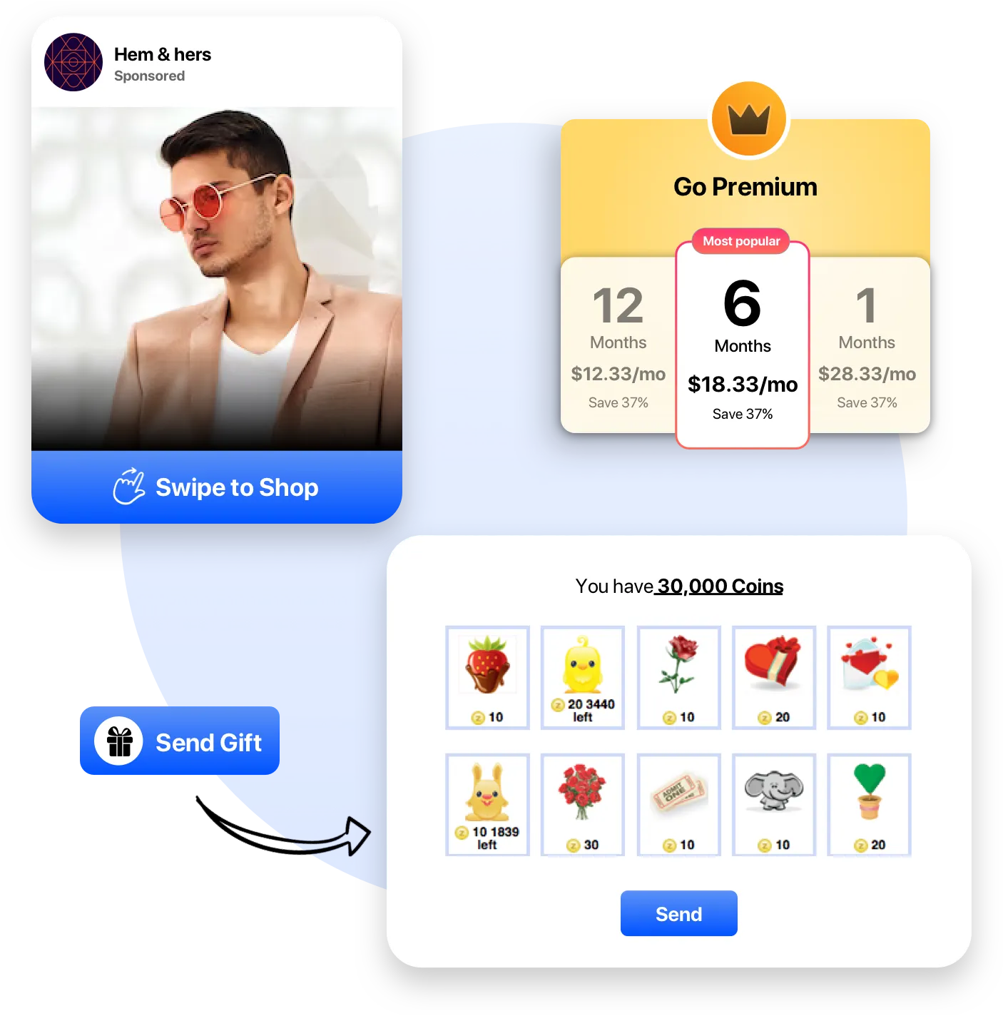 Dating app revenue strategies — subscription, in-app purchases, premium features monetization