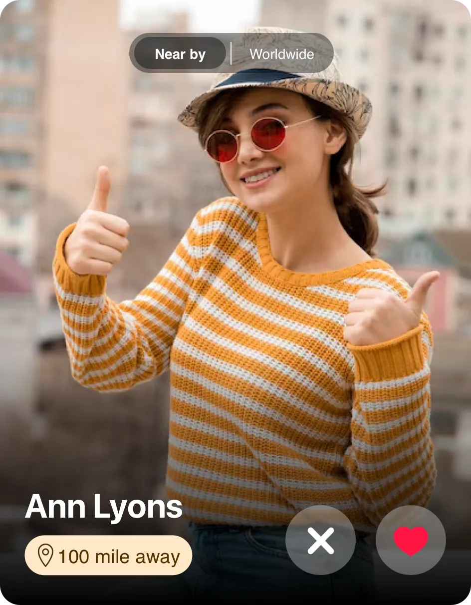 Dating app swipe and geolocation feature — location-based matching UI