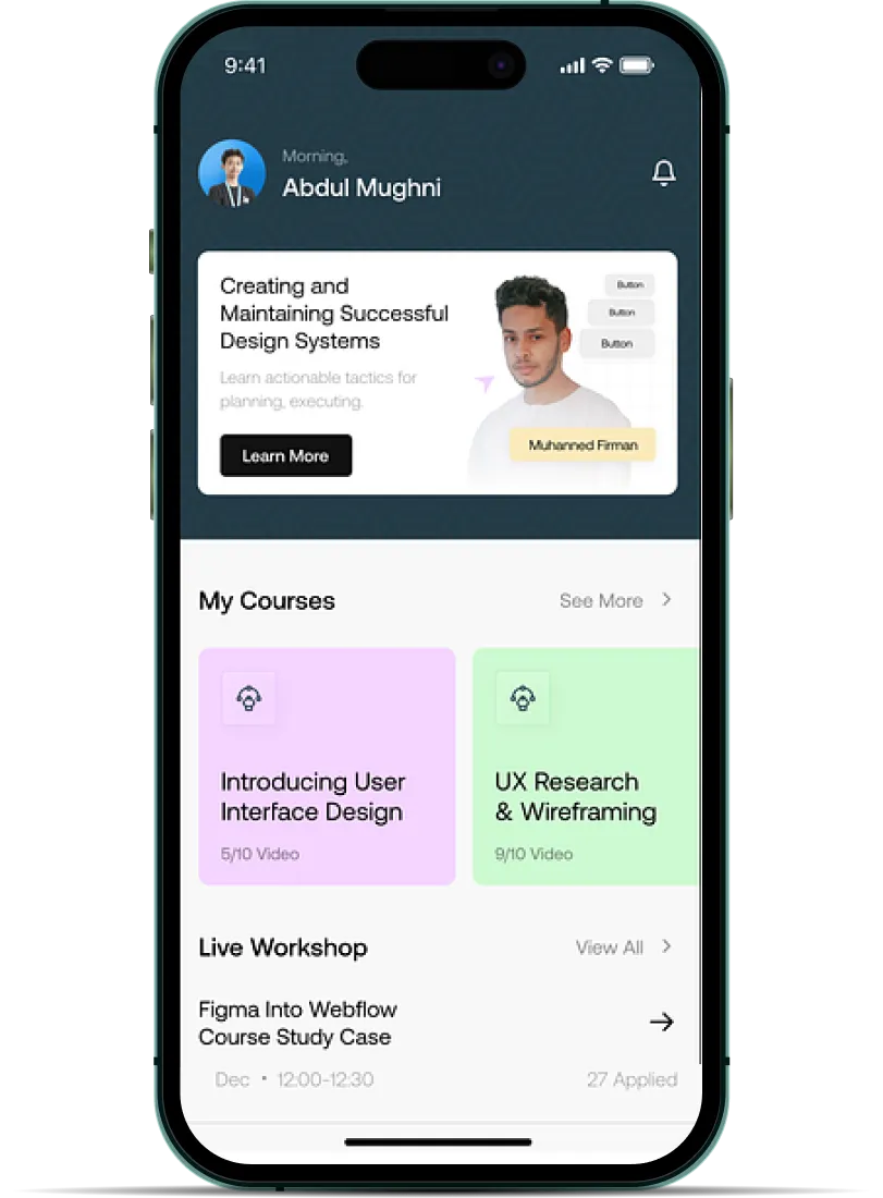 Online course platform mobile app