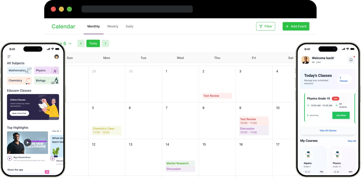 eLearning software platform dashboard
