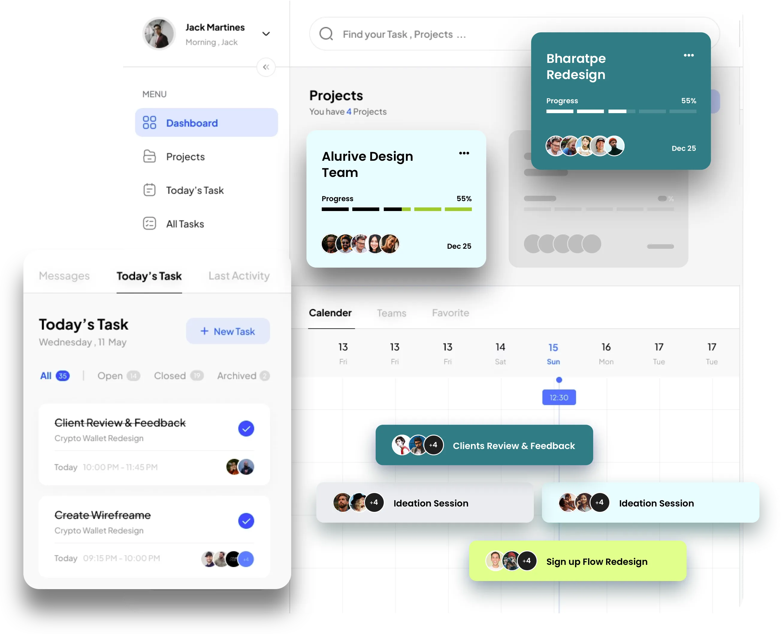 Custom ERP software development company — enterprise resource planning dashboard with project management, payroll and task tracking