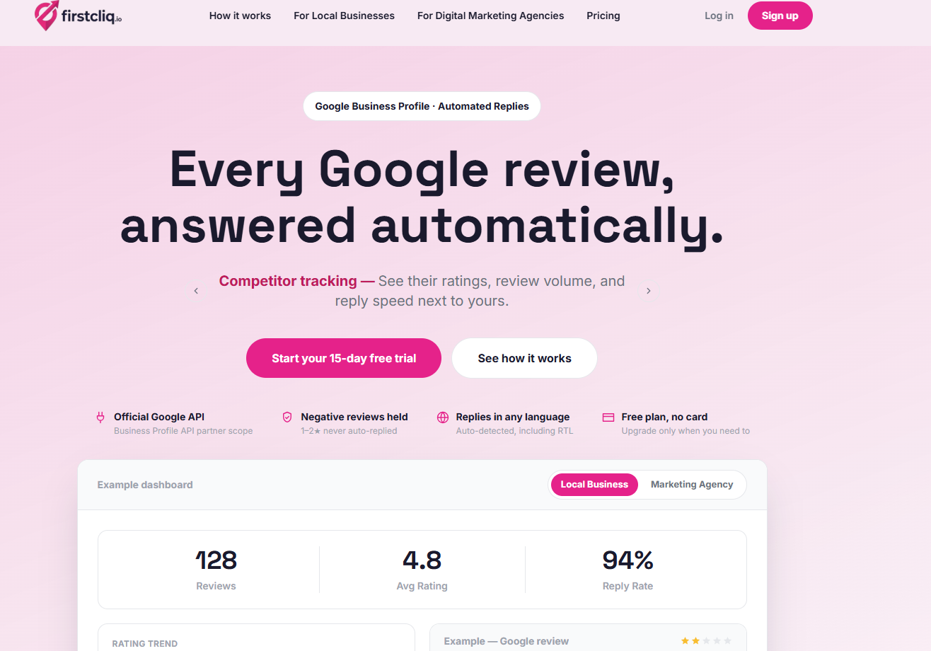 Firstcliq — Google review automation dashboard