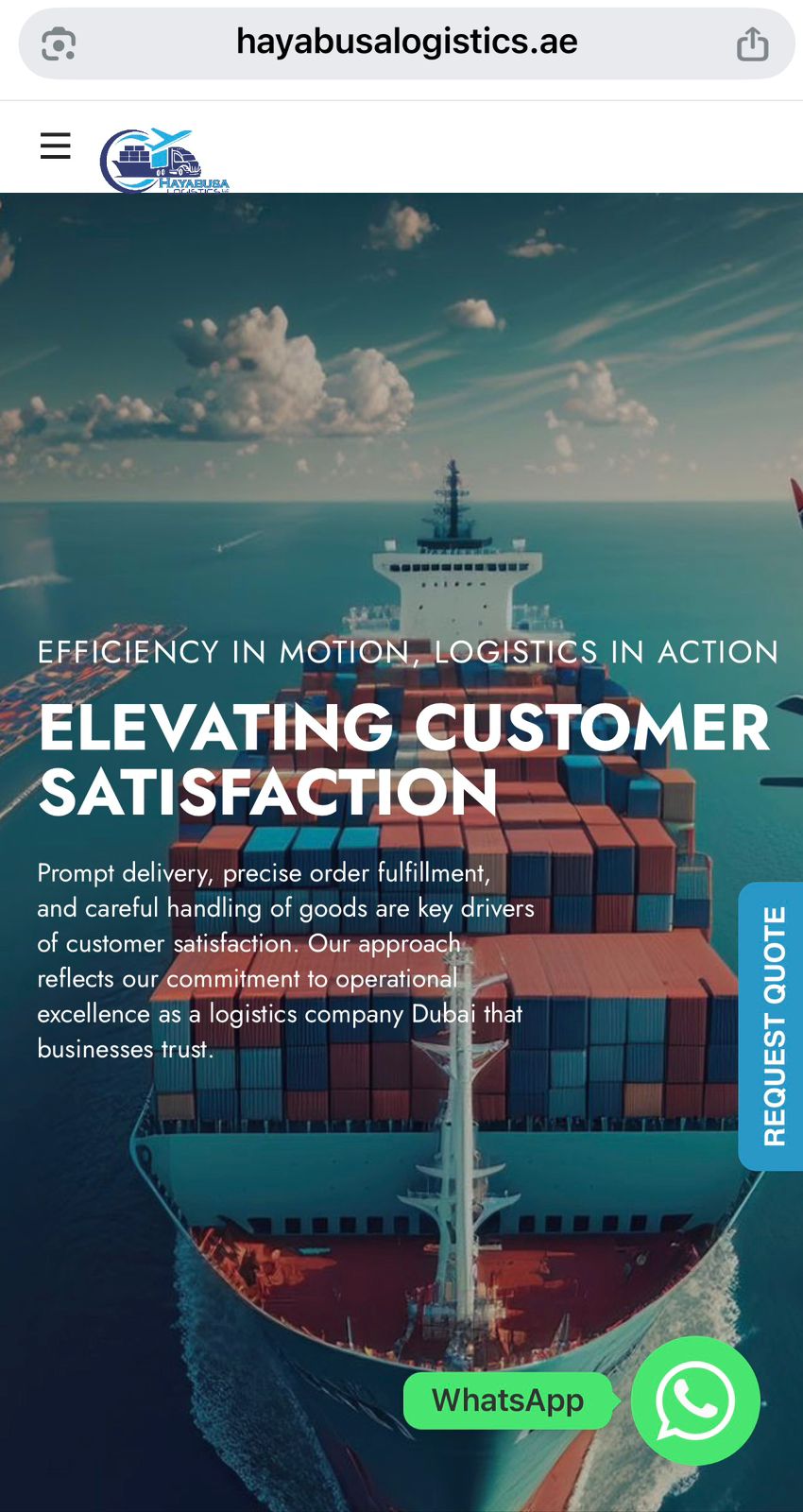 Hayabusa Logistics - Mobile View