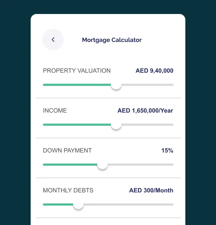 Mortgage calculator feature