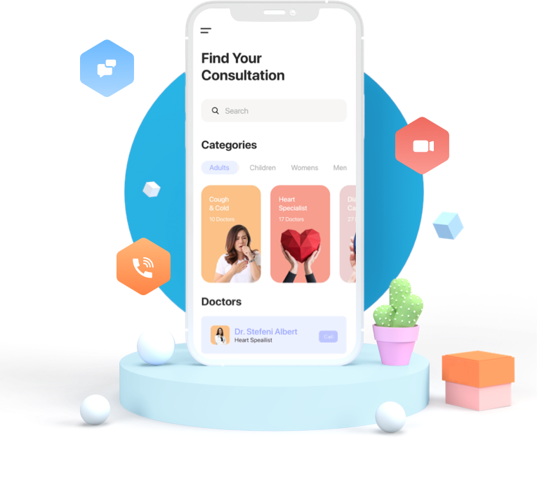 Practo clone app development — doctor appointment booking and healthcare management platform UI on mobile