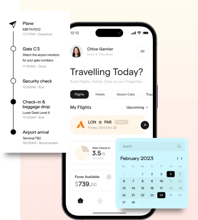 Travel app customer reservation and booking management